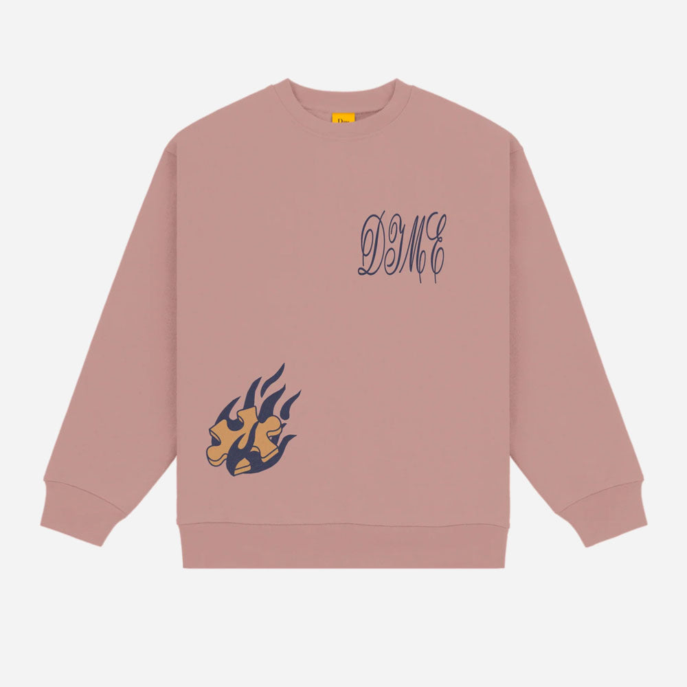 DIME - FLAMEPUZZ CREWNECK - Twilight mauve