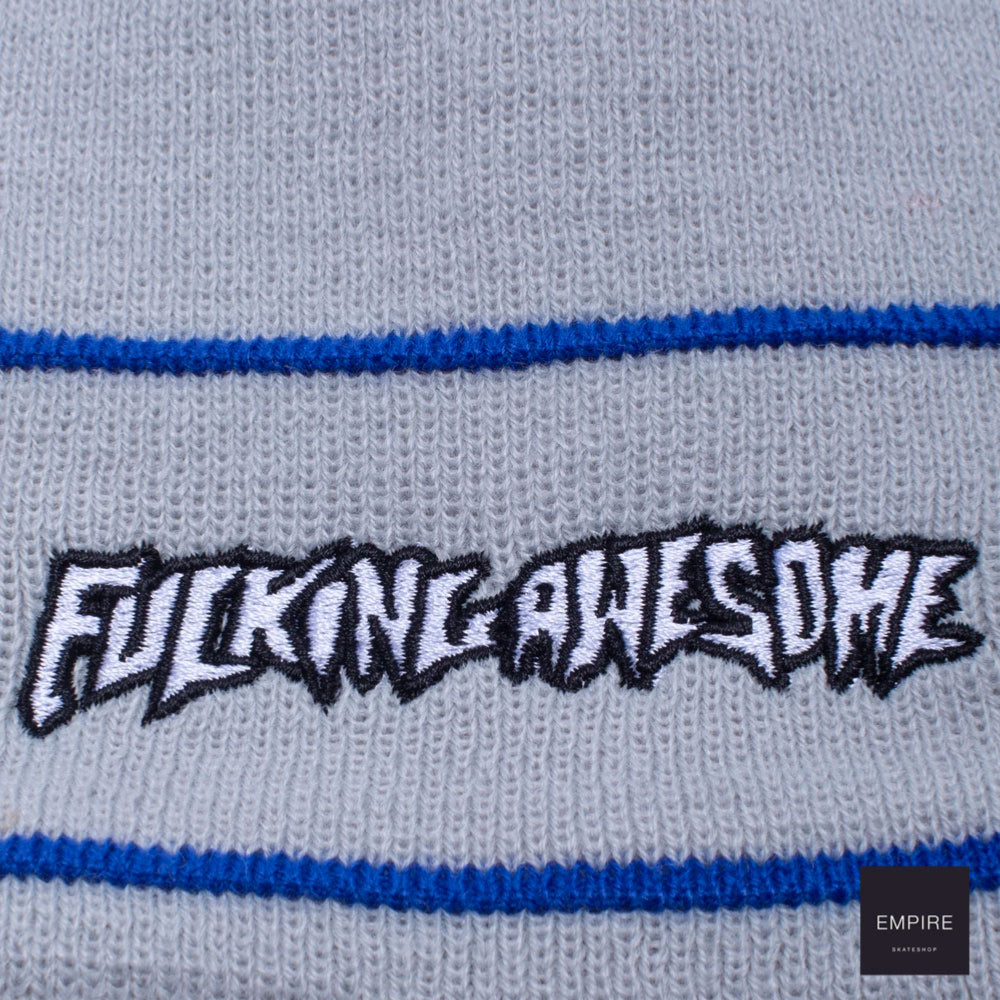 FUCKING AWESOME - LITTLE STAMP STRIPED CUFF BEANIE GREY BLUE