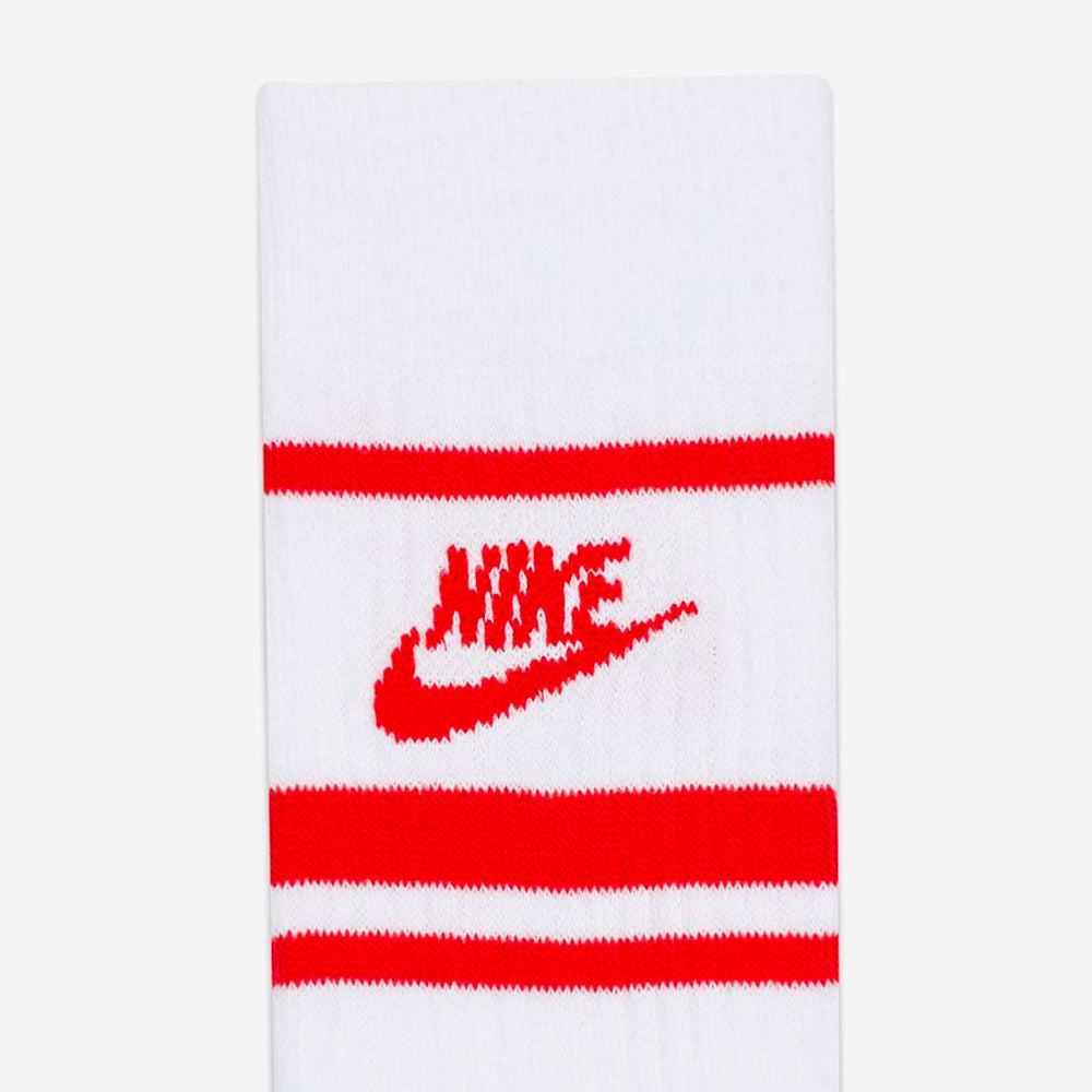 Nike - Everyday Essential Stripe 3 Pack Socks - White / Red