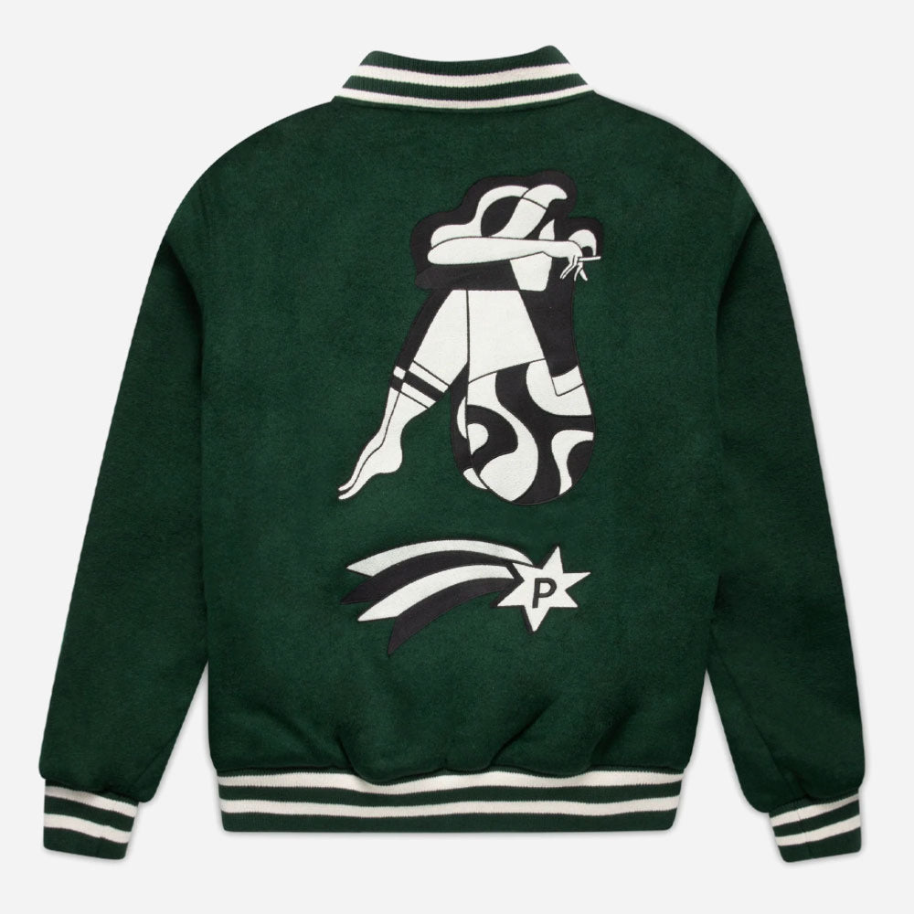 PARRA - CLOUDY STAR VARSITY JACKET - Pine green