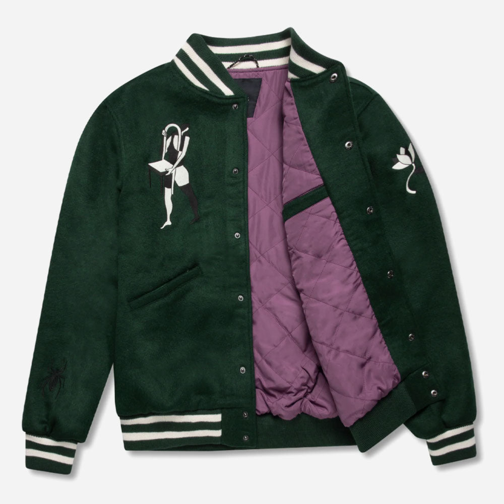 PARRA - CLOUDY STAR VARSITY JACKET - Pine green