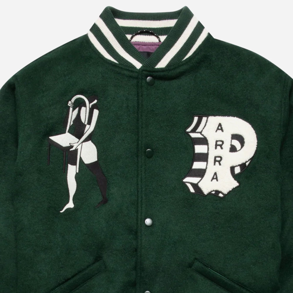 PARRA - CLOUDY STAR VARSITY JACKET - Pine green