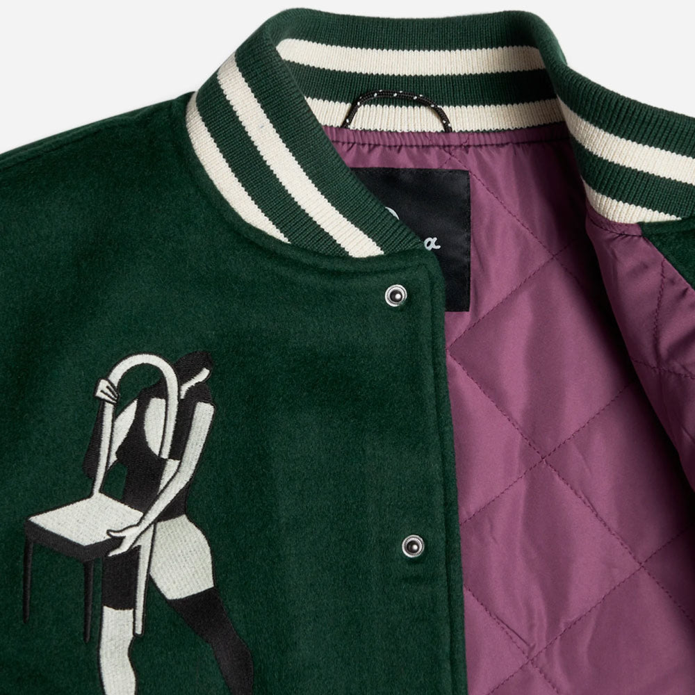 PARRA - CLOUDY STAR VARSITY JACKET - Pine green