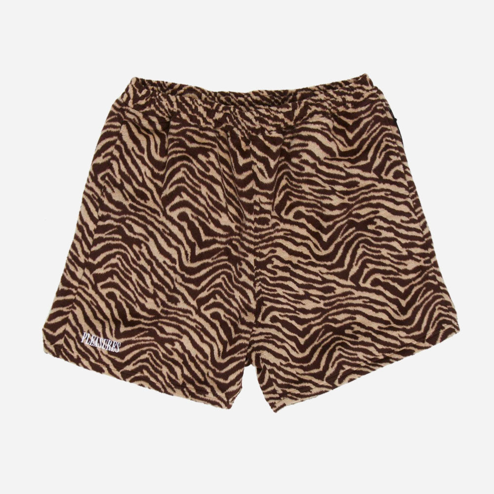 PLEASURES - BREAKER FUZZY STRIPE SHORTS - Tan