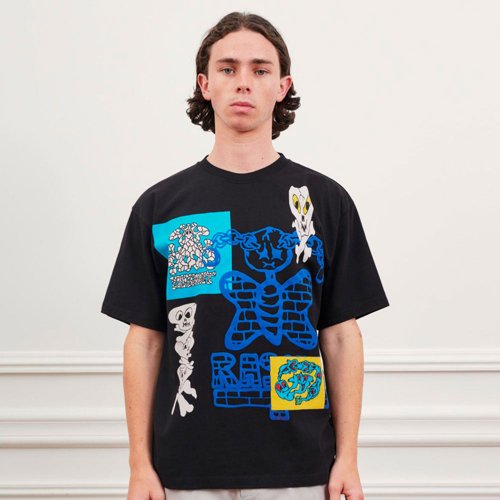 RASSVET - CAPTEK MULTI PRINT TSHIRT KNIT - Black