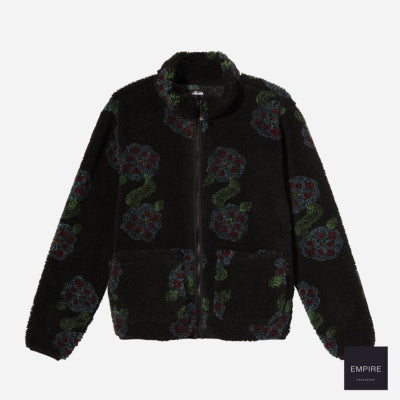 Stusssy Flor Sherpa Mock Neck - Black