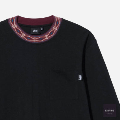 Stusssy Jacquarded Mock Neck Crew Black