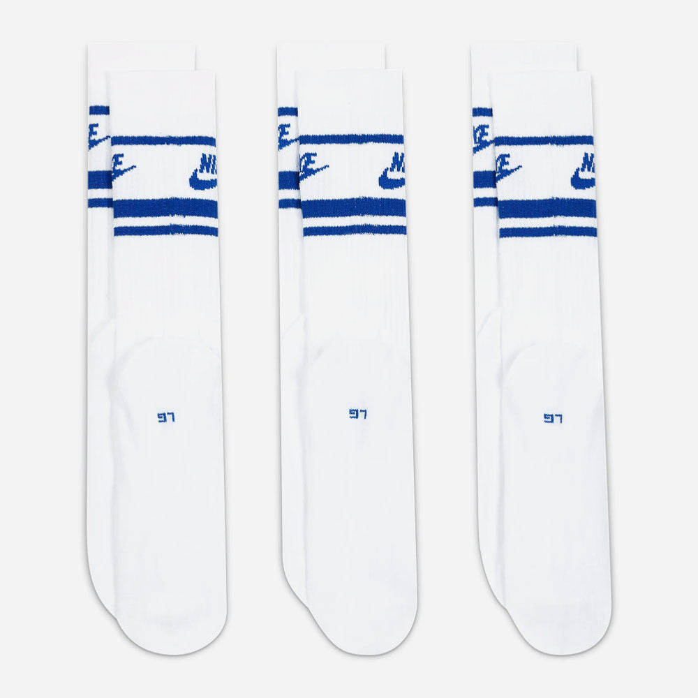Nike - Everyday Essential Stripe 3 Pack Socks - White / Blue