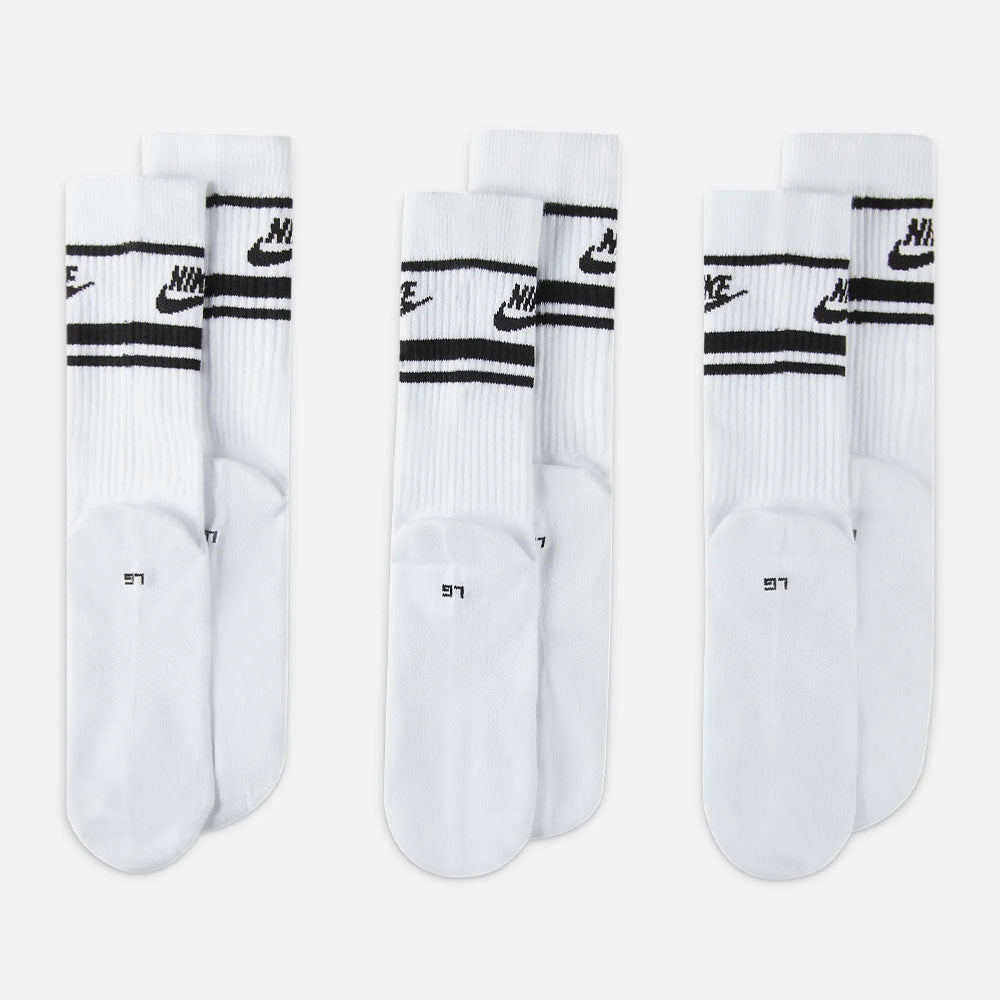 Nike - Everyday Essential Stripe 3 Pack Socks - White / Black
