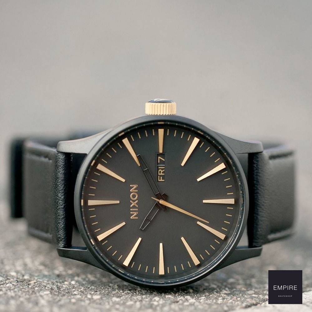 Nixon The Sentry Leather - Matte Black Gold