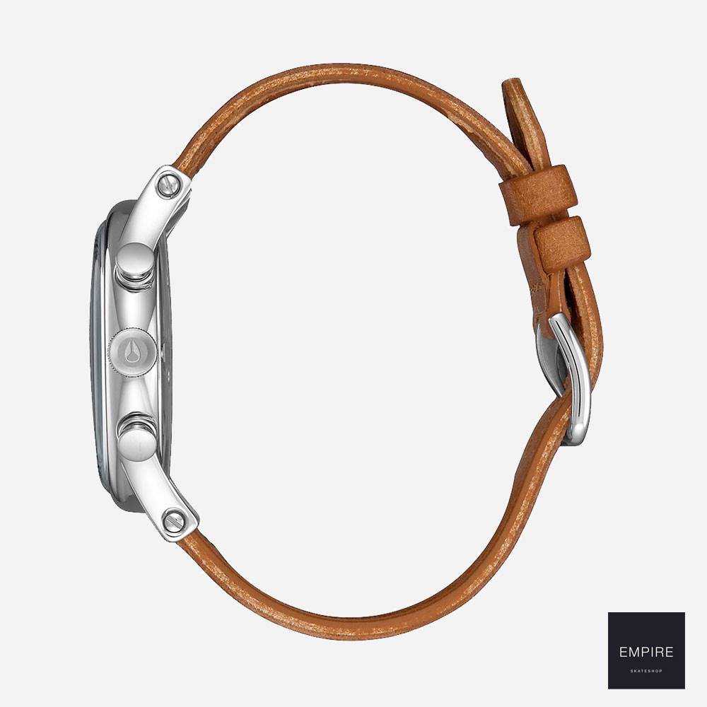 NIXON STATION CHRONO LEATHER - Dark Green Saddle