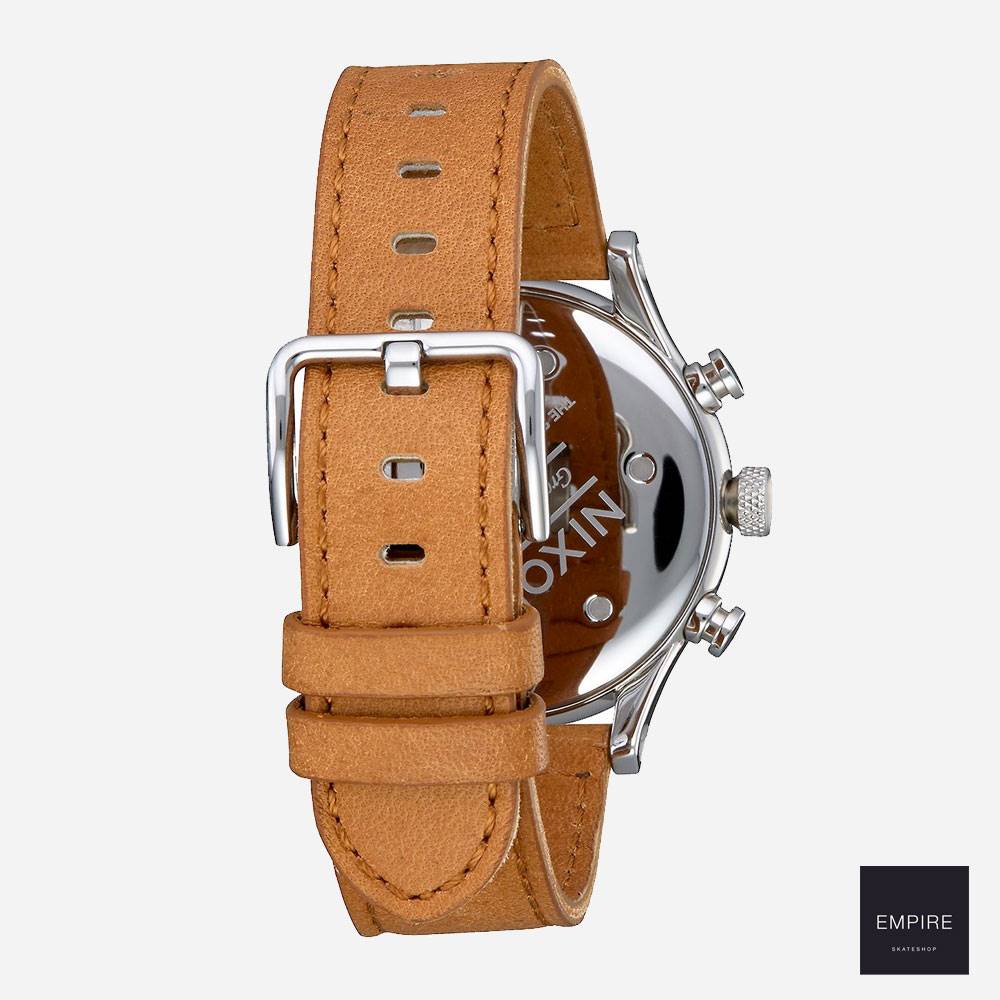 NIXON STATION CHRONO LEATHER - Dark Green Saddle