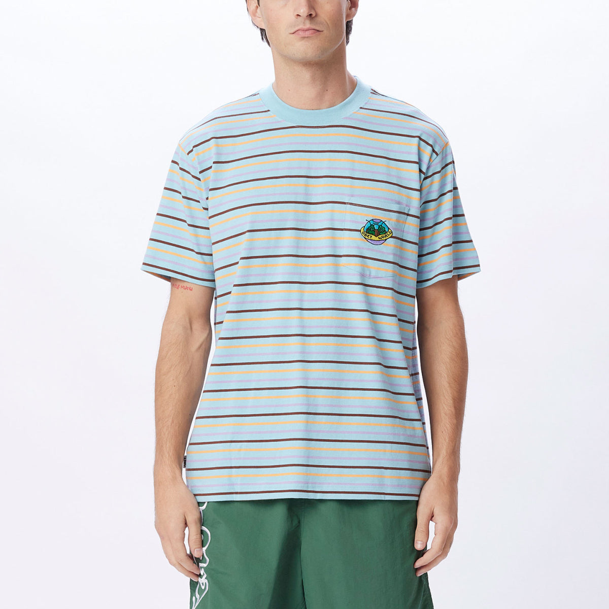 OBEY - PLANET POCKET SS TEE - Sky Blue Multi