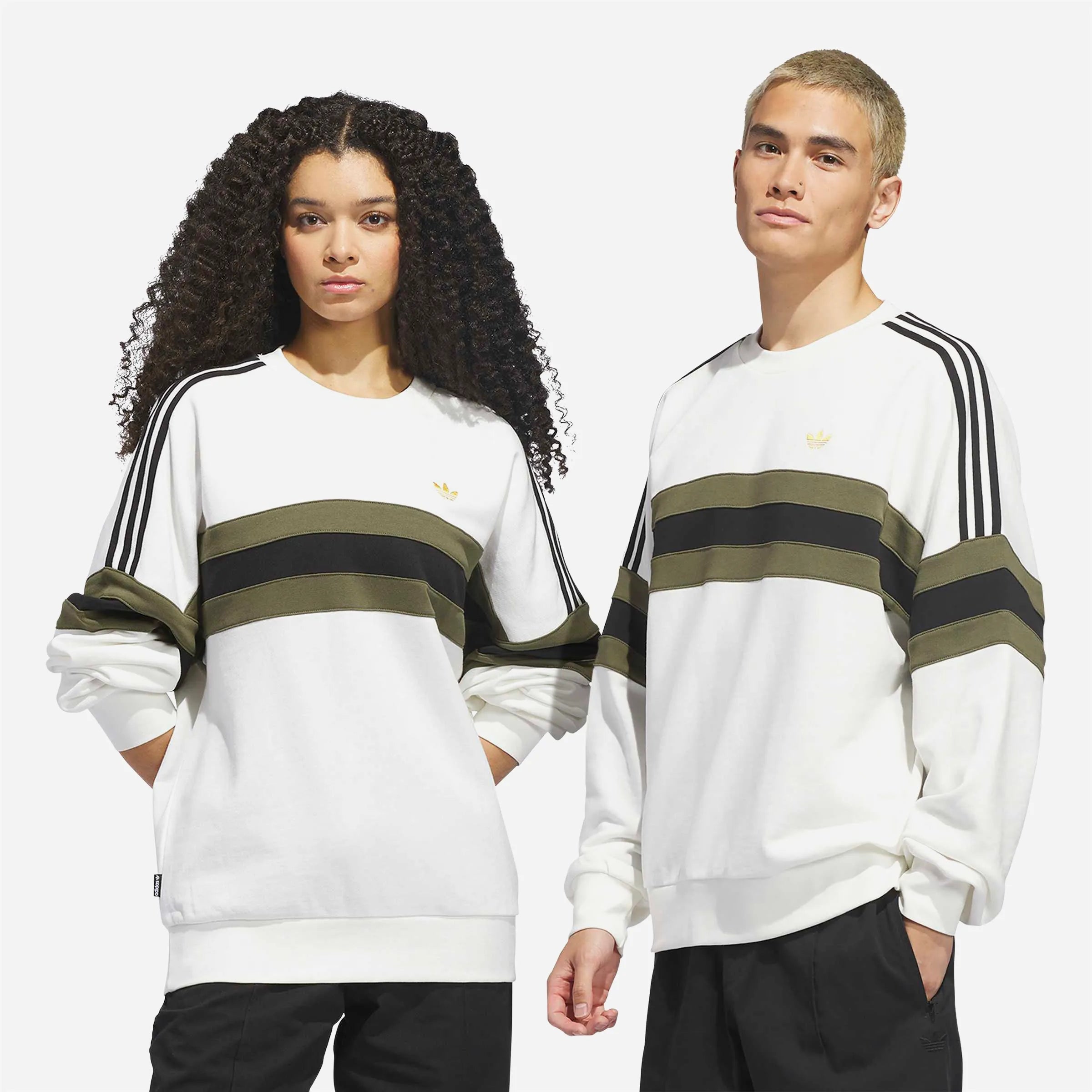 Sweat-shirt Adidas Skateboarding OG Crew - White / Olive Strata