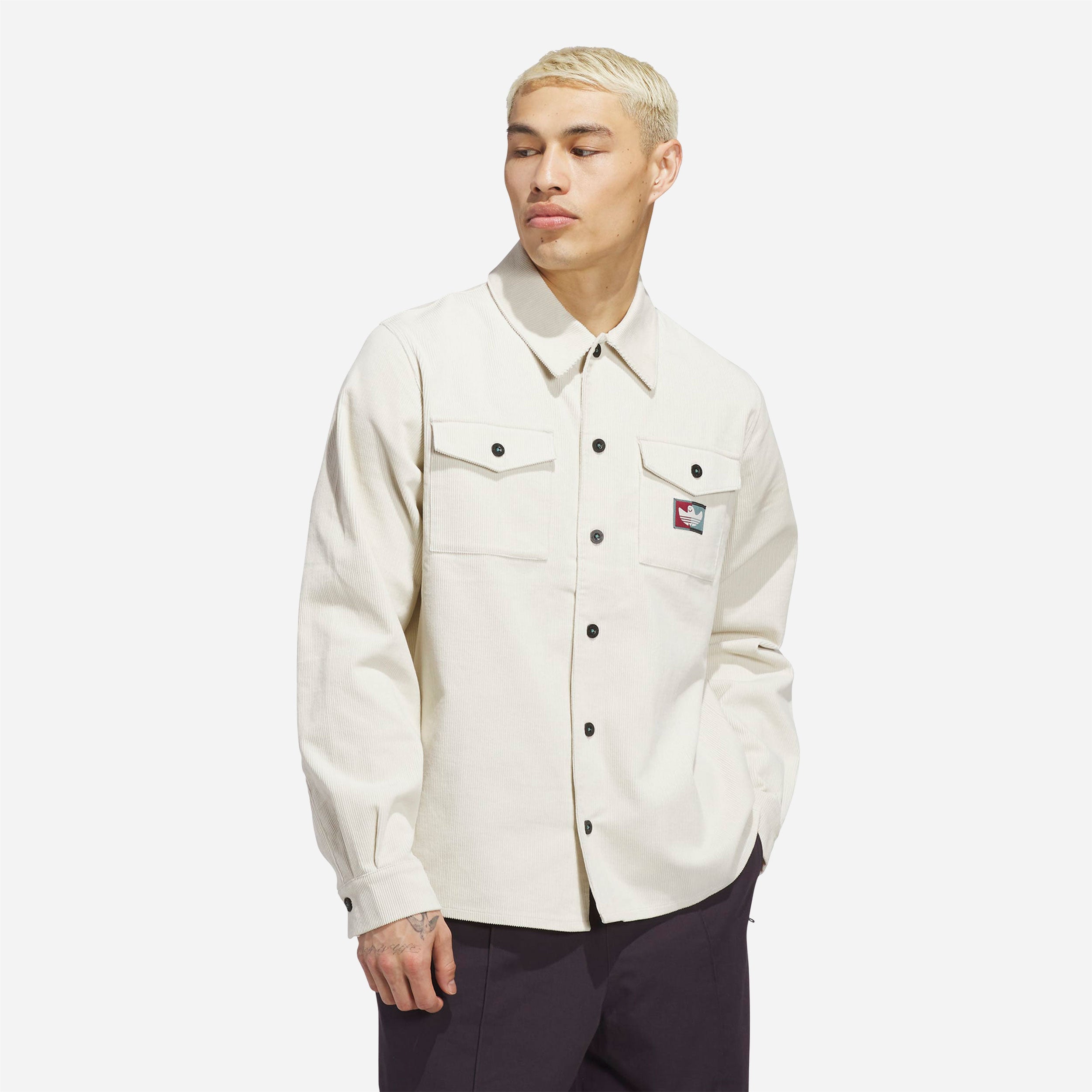 Adidas Skateboarding - Shmoofoil Corduroy Button Up Shirt - Alumina / Shadow Red