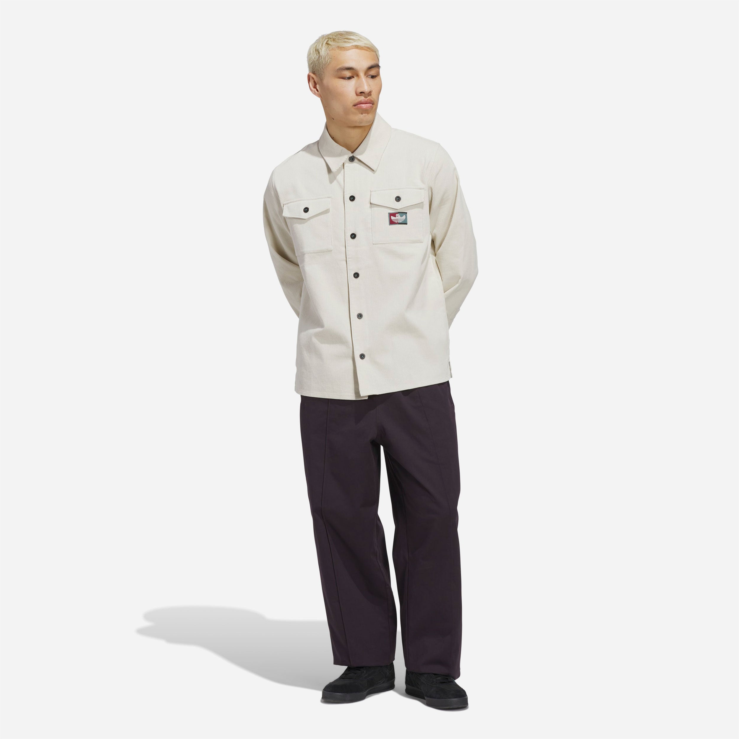 Adidas Skateboarding - Shmoofoil Corduroy Button Up Shirt - Alumina / Shadow Red