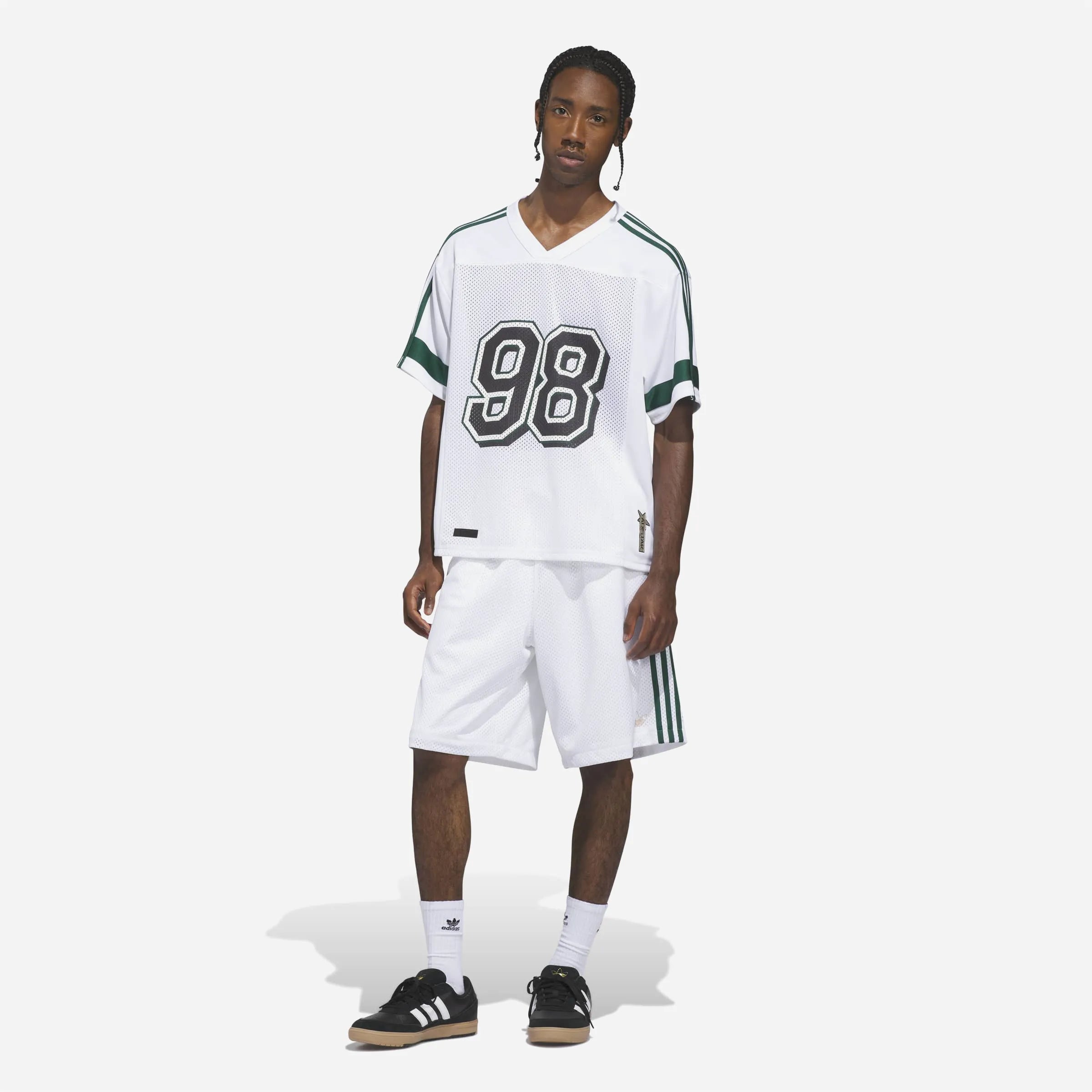 Adidas Skateboarding - Tyshawn B Short - White / Matte Gold / Collegiate Green