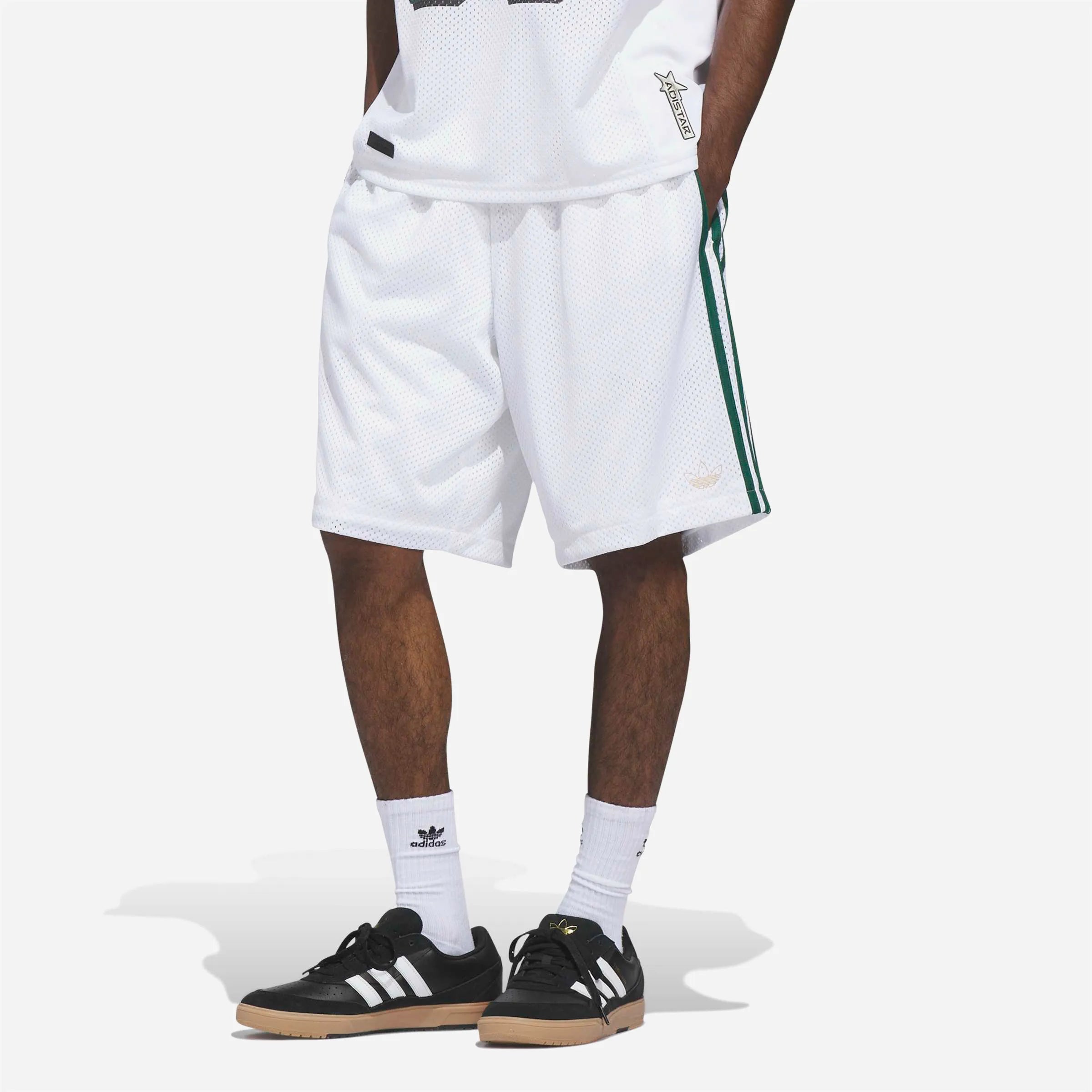 Adidas Skateboarding - Tyshawn B Short - White / Matte Gold / Collegiate Green