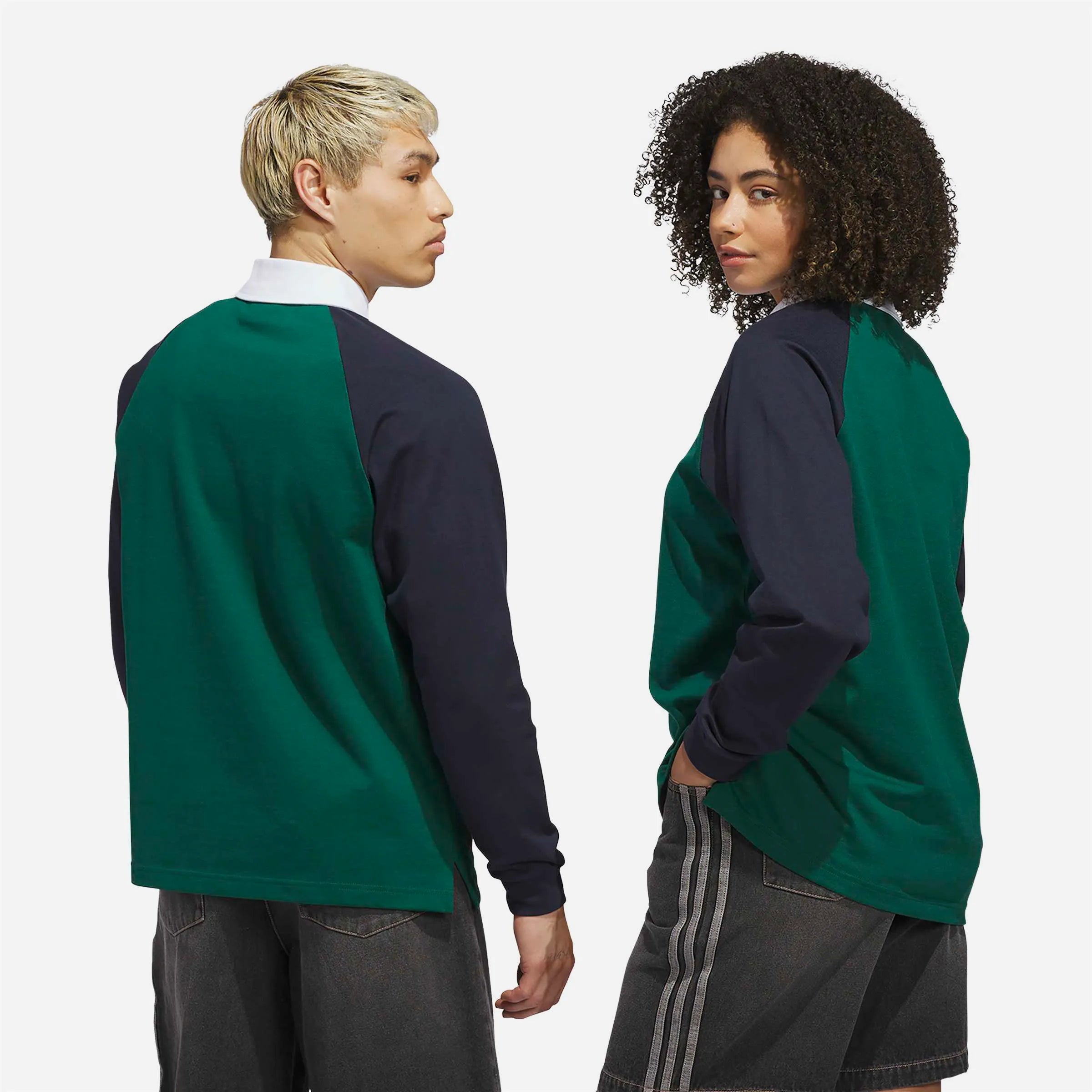 Adidas Skateboarding - Tyshawn Rugby Polo - Collegiate green / Legend Ink