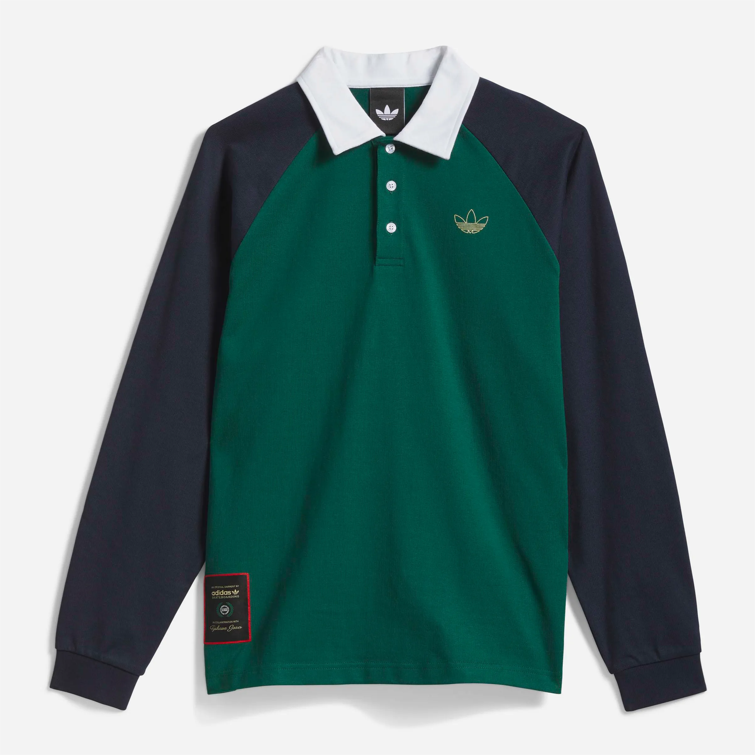 Adidas Skateboarding - Tyshawn Rugby Polo - Collegiate green / Legend Ink