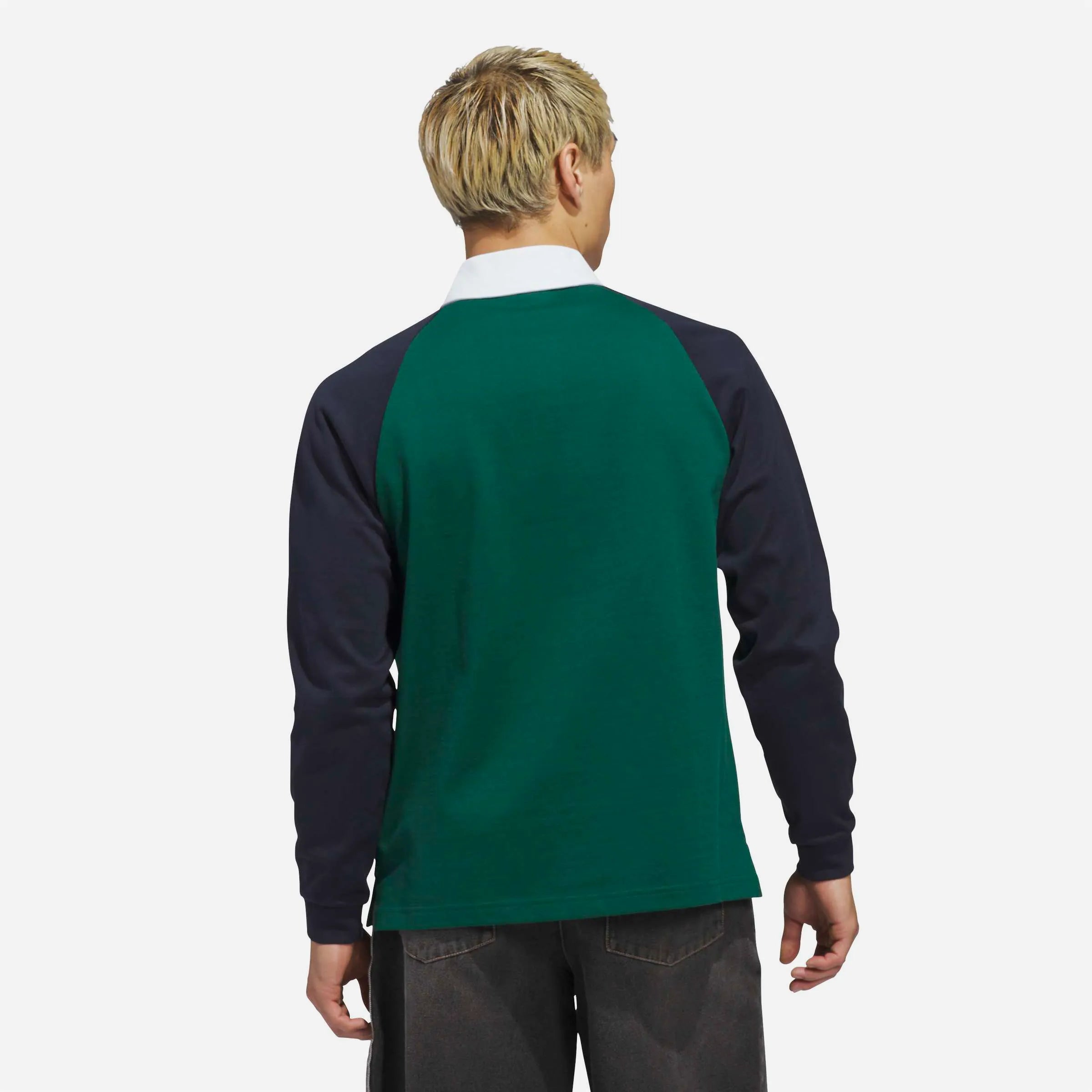 Adidas Skateboarding - Tyshawn Rugby Polo - Collegiate green / Legend Ink