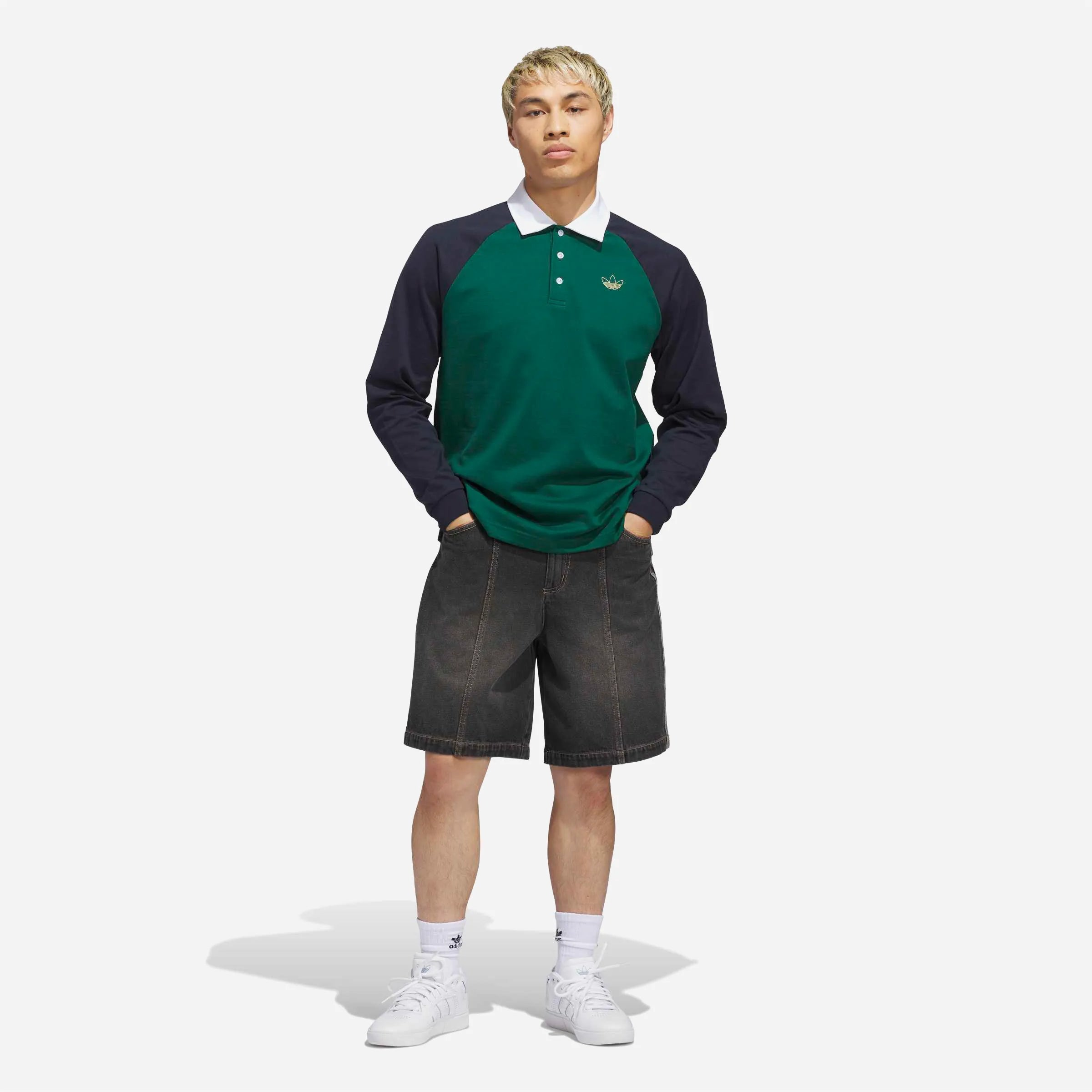 Adidas Skateboarding - Tyshawn Rugby Polo - Collegiate green / Legend Ink