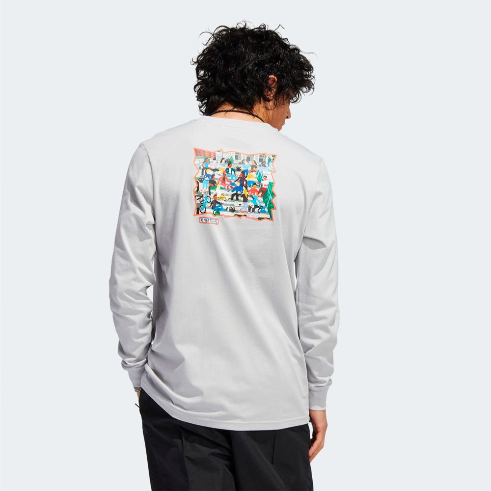 Adidas Skateboarding X Ryan Mettz - Mettz the Steps LS Tee - Light Solid Gray - Multi