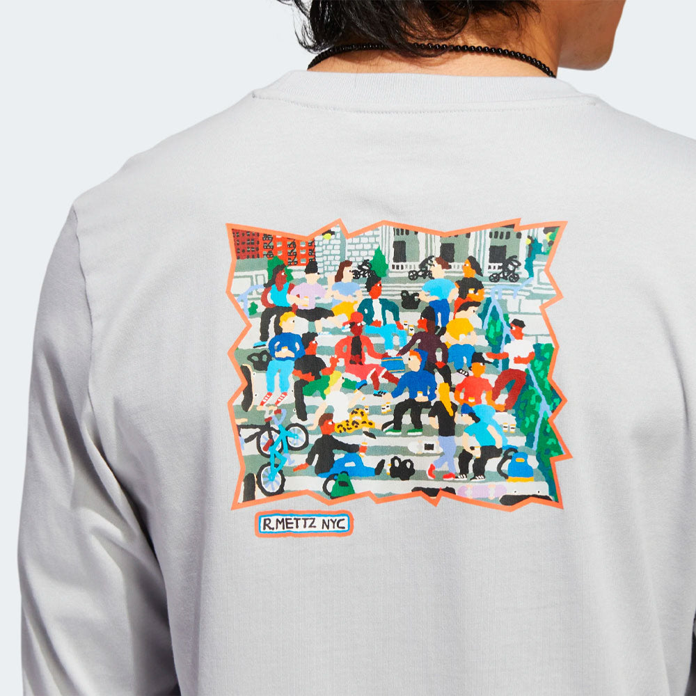 Adidas Skateboarding X Ryan Mettz - Mettz the Steps LS Tee - Light Solid Gray - Multi