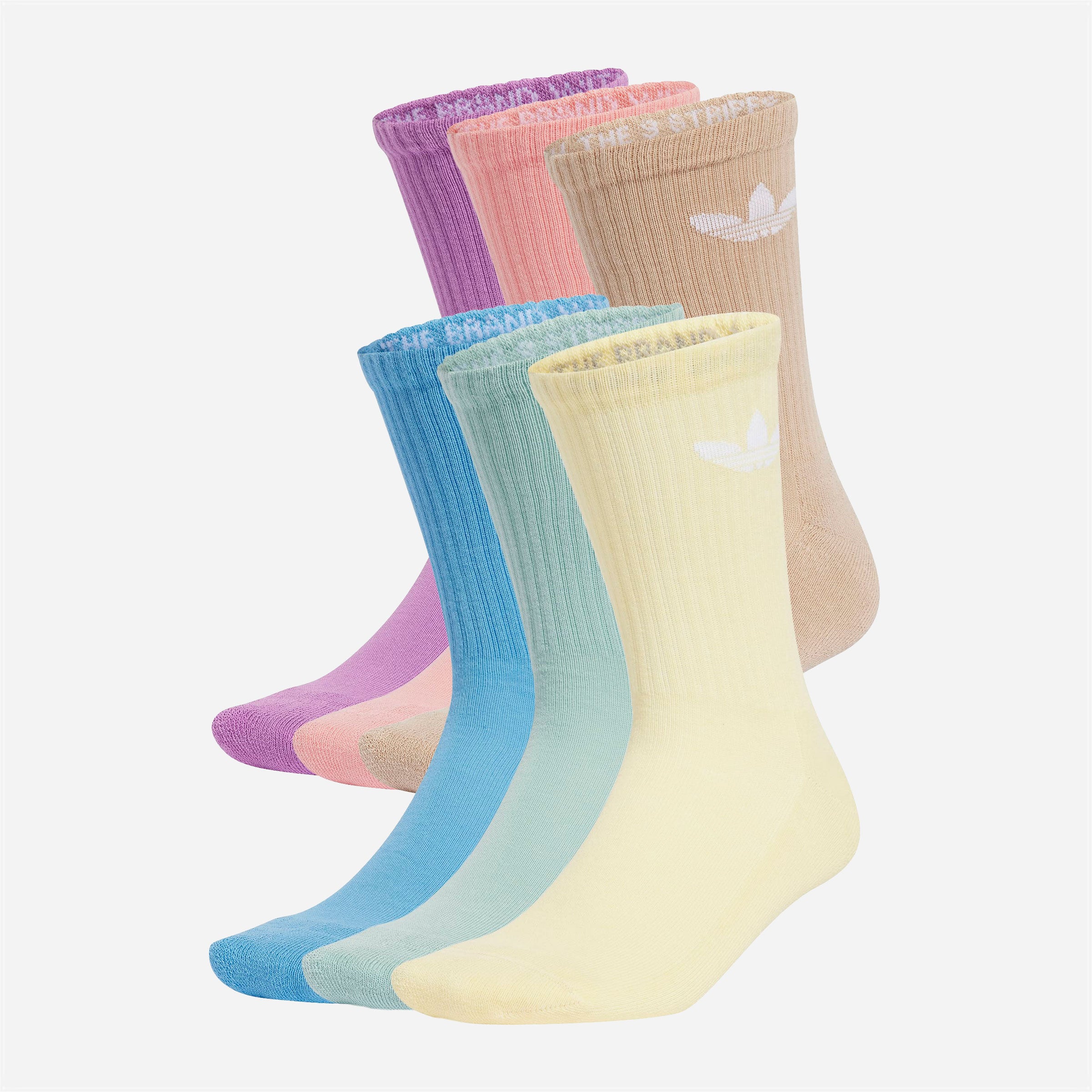Adidas - Trefoil Crew Sock 6 Pack - Light Blue / Almost Yellow / Preloved Purple / Magic Beige