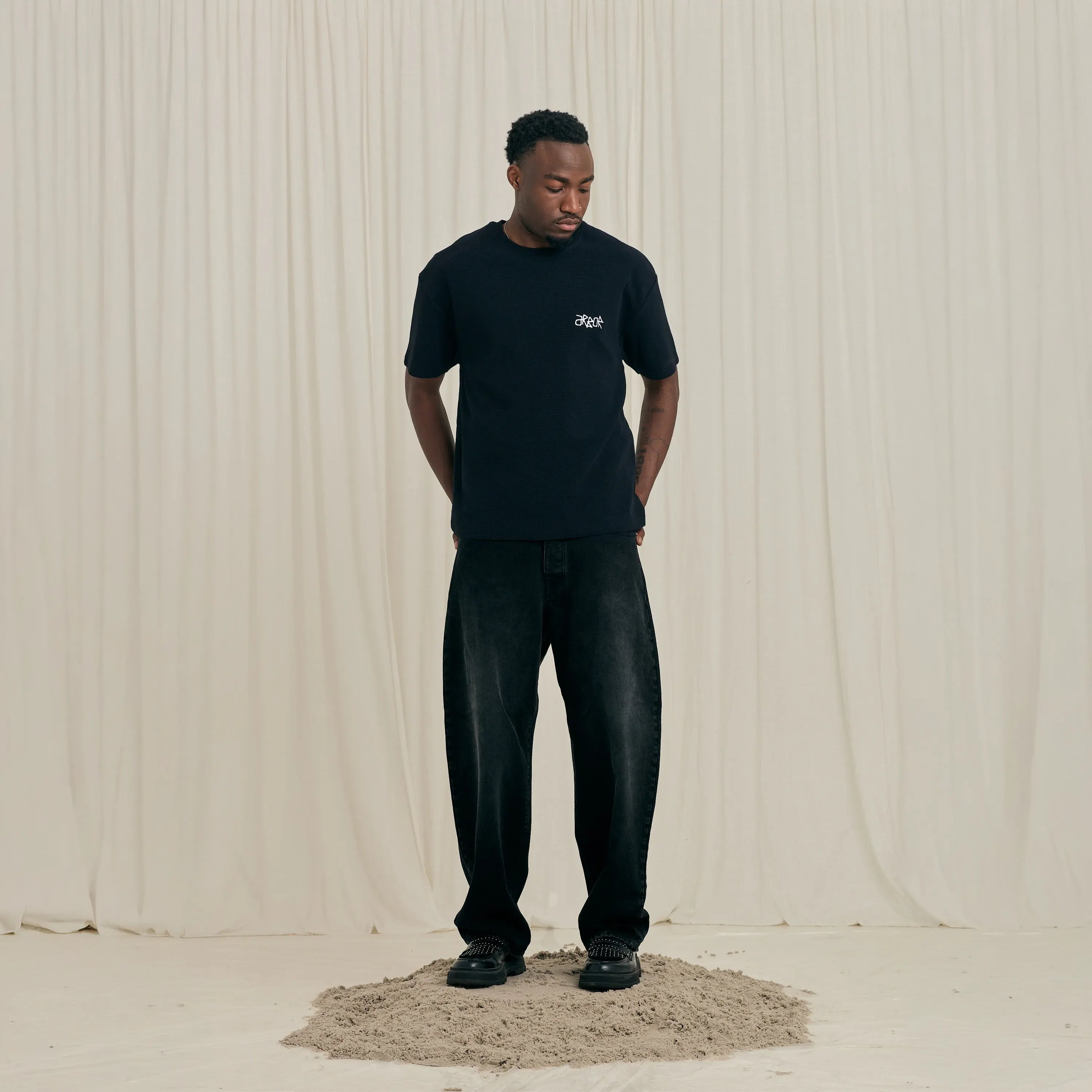 Arbor Antwerp Short Sleeve Waffle T-shirt Black - Ultra-Heavy (330 GSM)