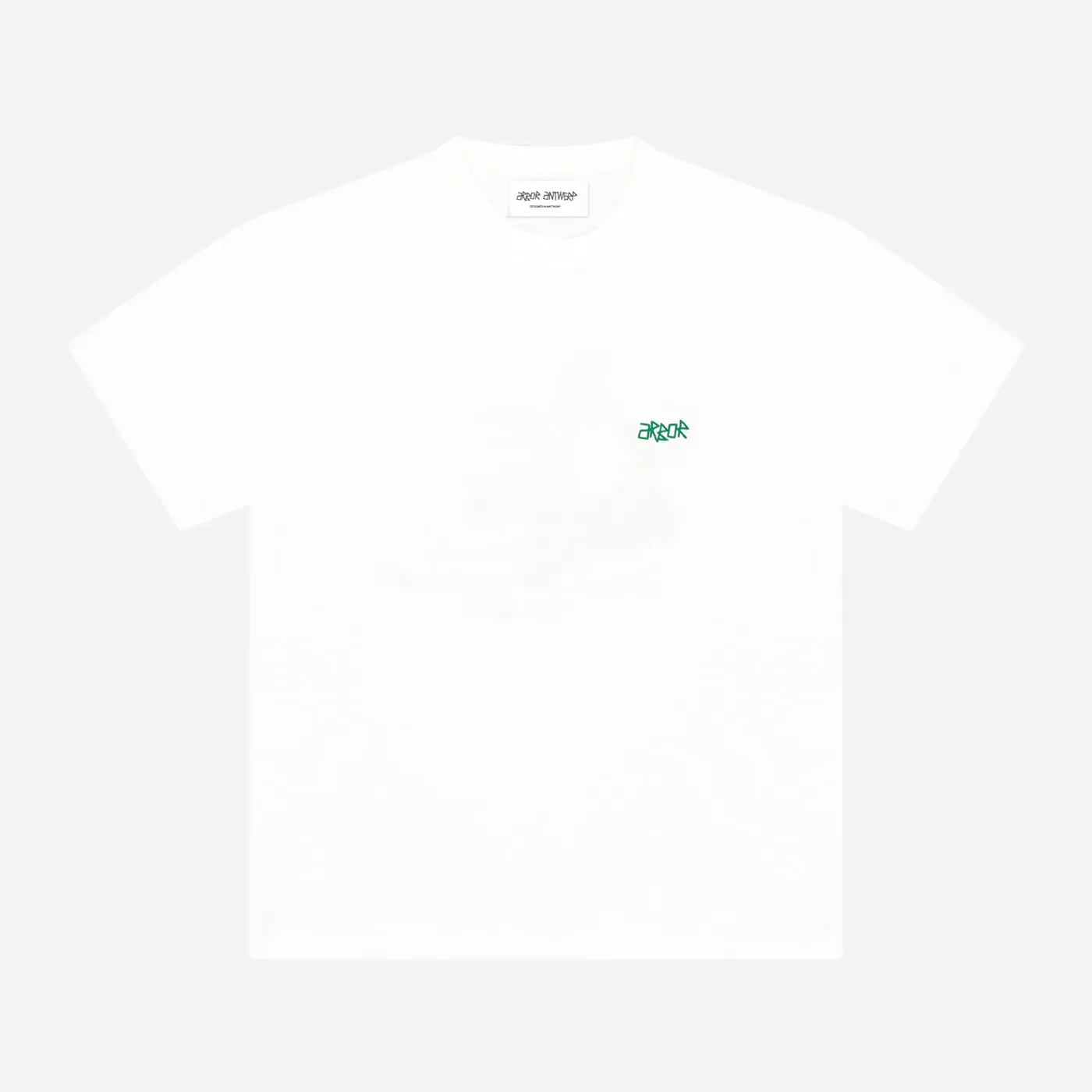 Arbor Antwerp Flower Oasis Green T-shirt White front embroidery