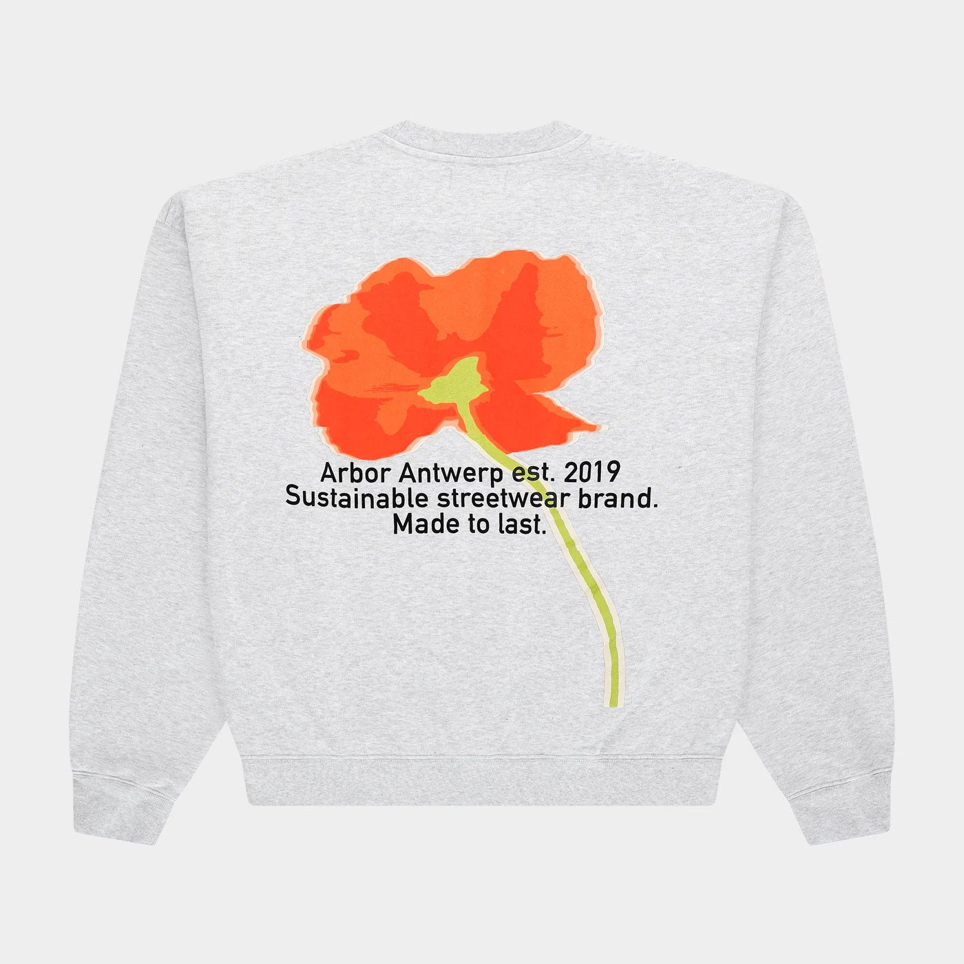 Arbor Antwerp - Orange Poppy Crewneck - Grey