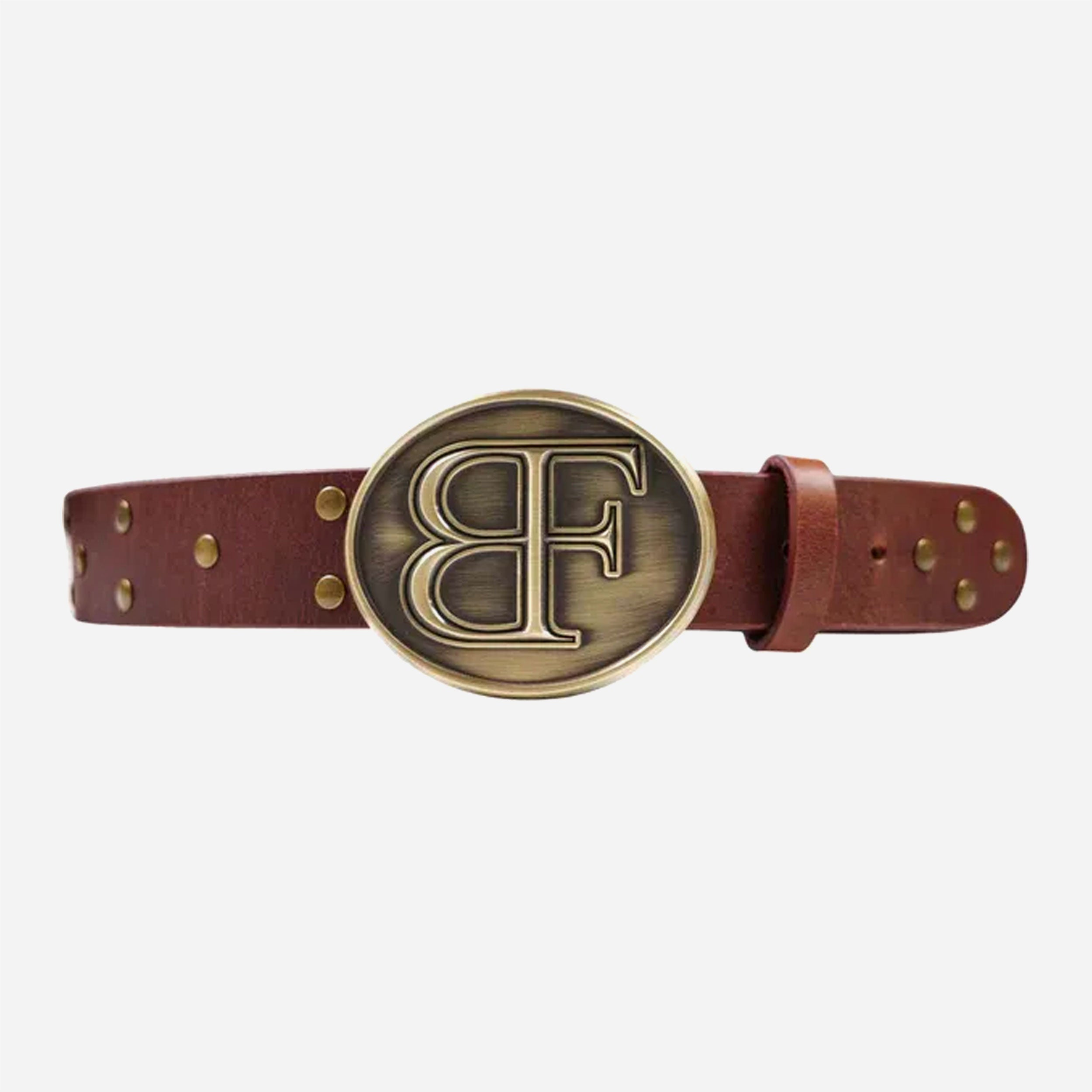 BADFRIEND - OVAL STUDDED BELT - Brown