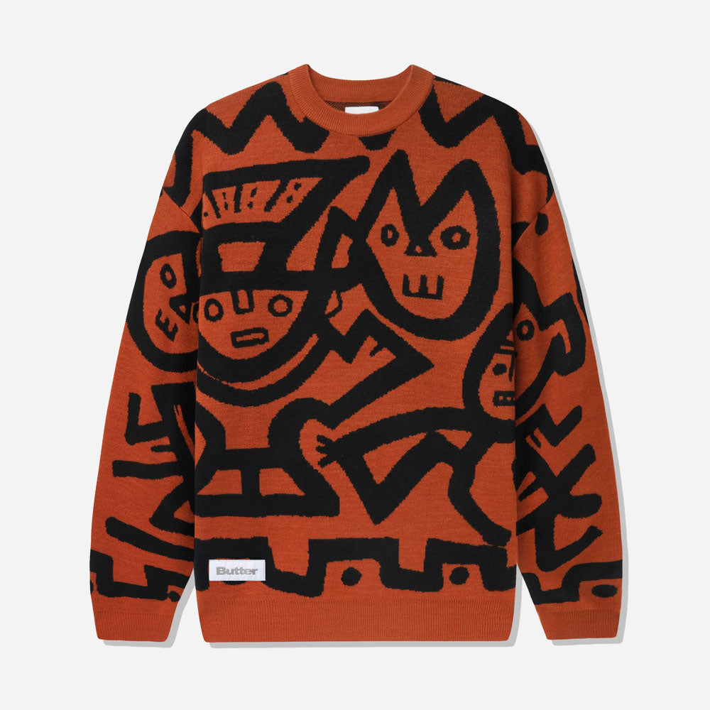 Butter Goods x Blue Note - Afro Cuban Knitted Sweater - Rust