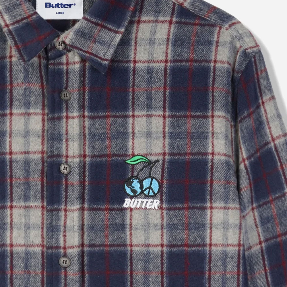 Butter Goods - Cherry Flannel Shirt - Navy