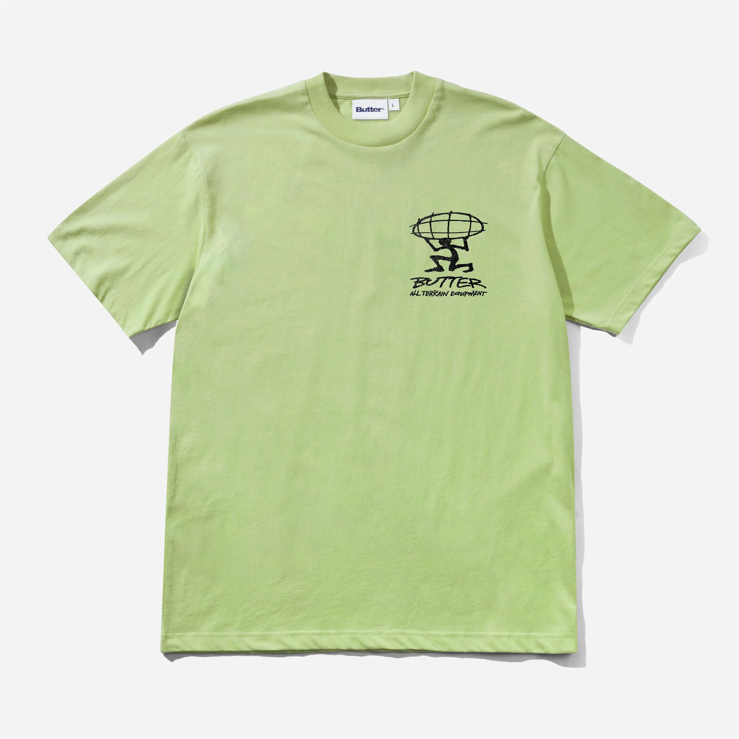 Pistachio green Butter Goods Terrain Tee short sleeve heavyweight cotton t-shirt featuring a small chest print.