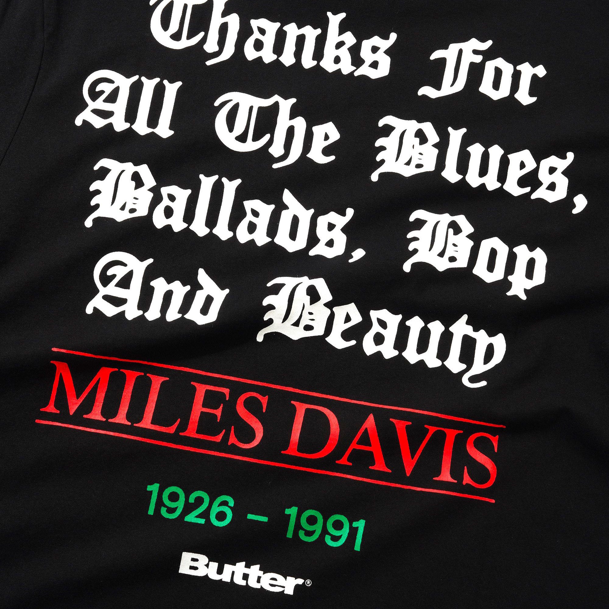 Butter Goods x Miles Davis - Thanks Tee - Black