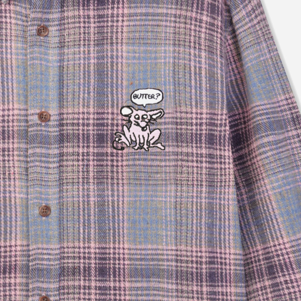 Butter Goods - Rodent Flannel Shirt - Pink - Gray