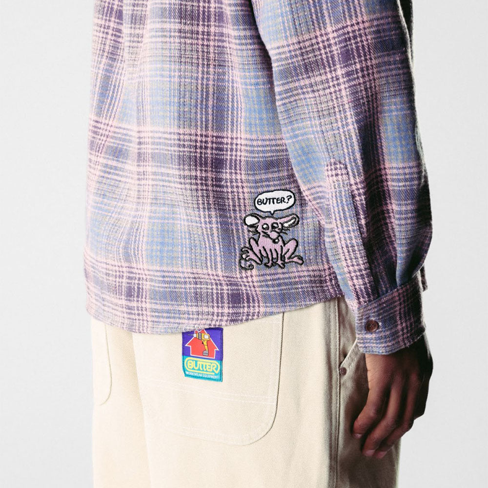 Butter Goods - Rodent Flannel Shirt - Pink - Gray