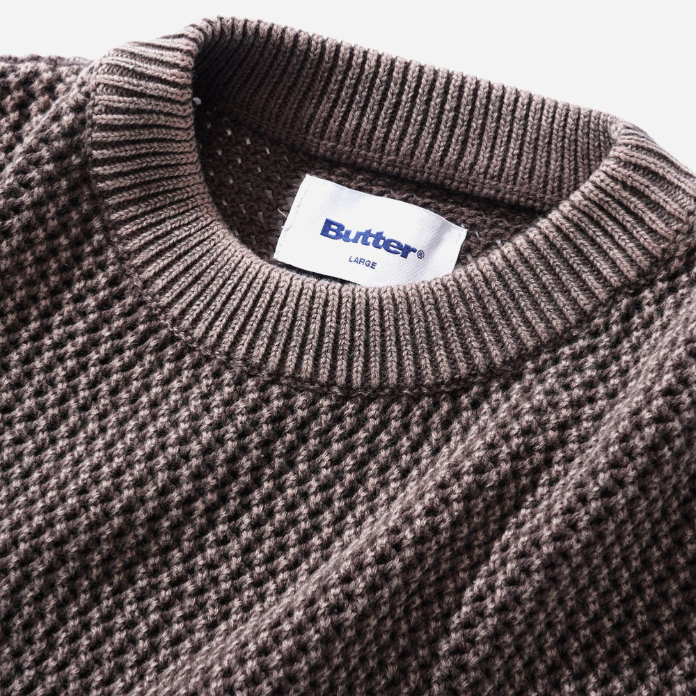 Butter Goods - Washed Knitted Sweater - Washed Brown