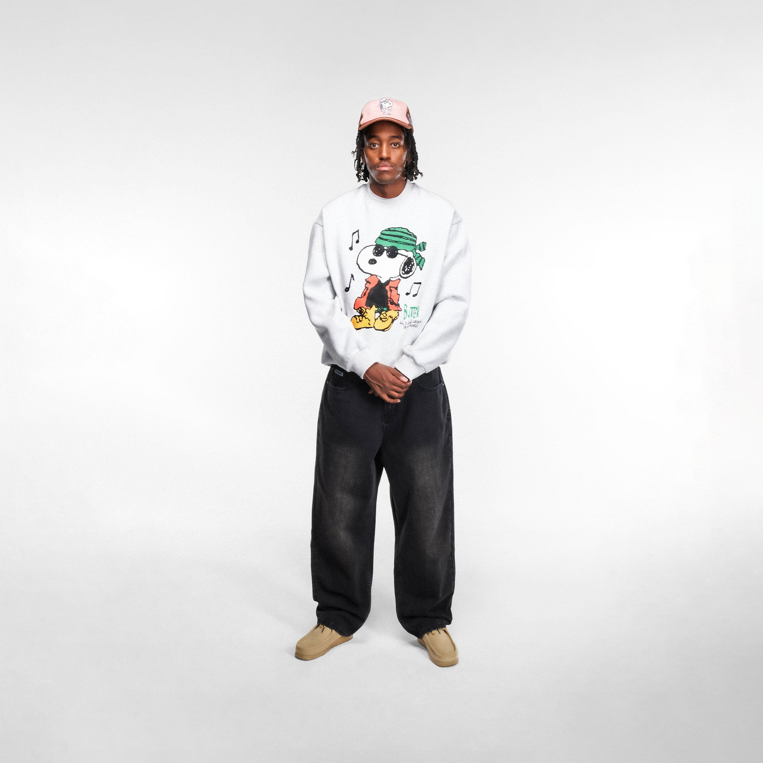 Butter Goods x Peanuts - Music Crewneck - Ash