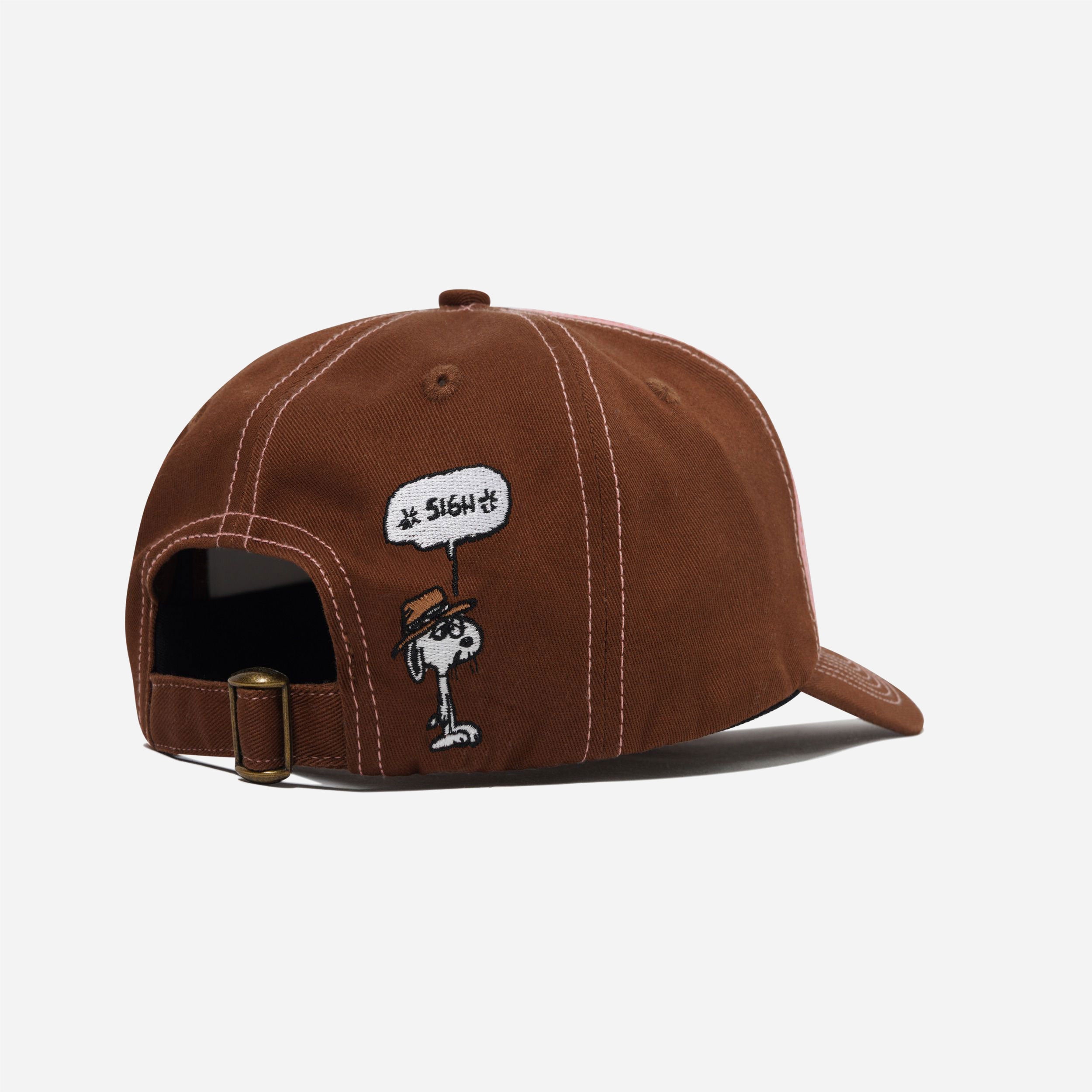 Butter Goods x Peanuts - Spike 5 Panel Cap - Brown / Light Pink