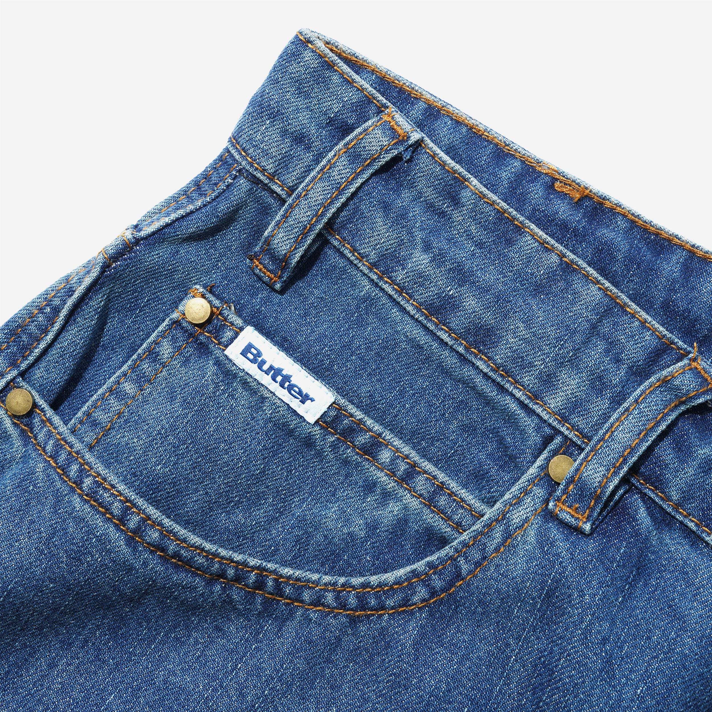 Butter Goods x Peanuts - Spike Denim Jeans - Distressed Indigo