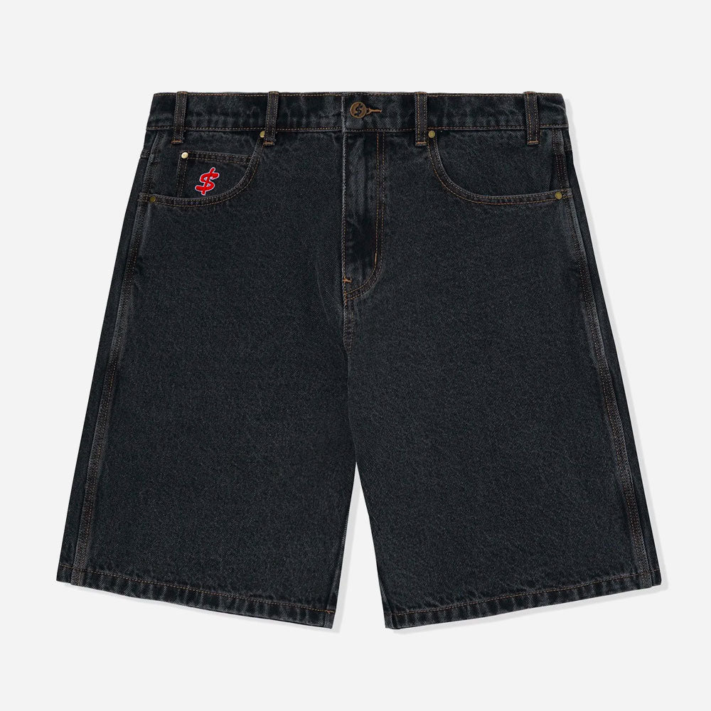 Cash Only - Denim Shorts Logo - Washed Black
