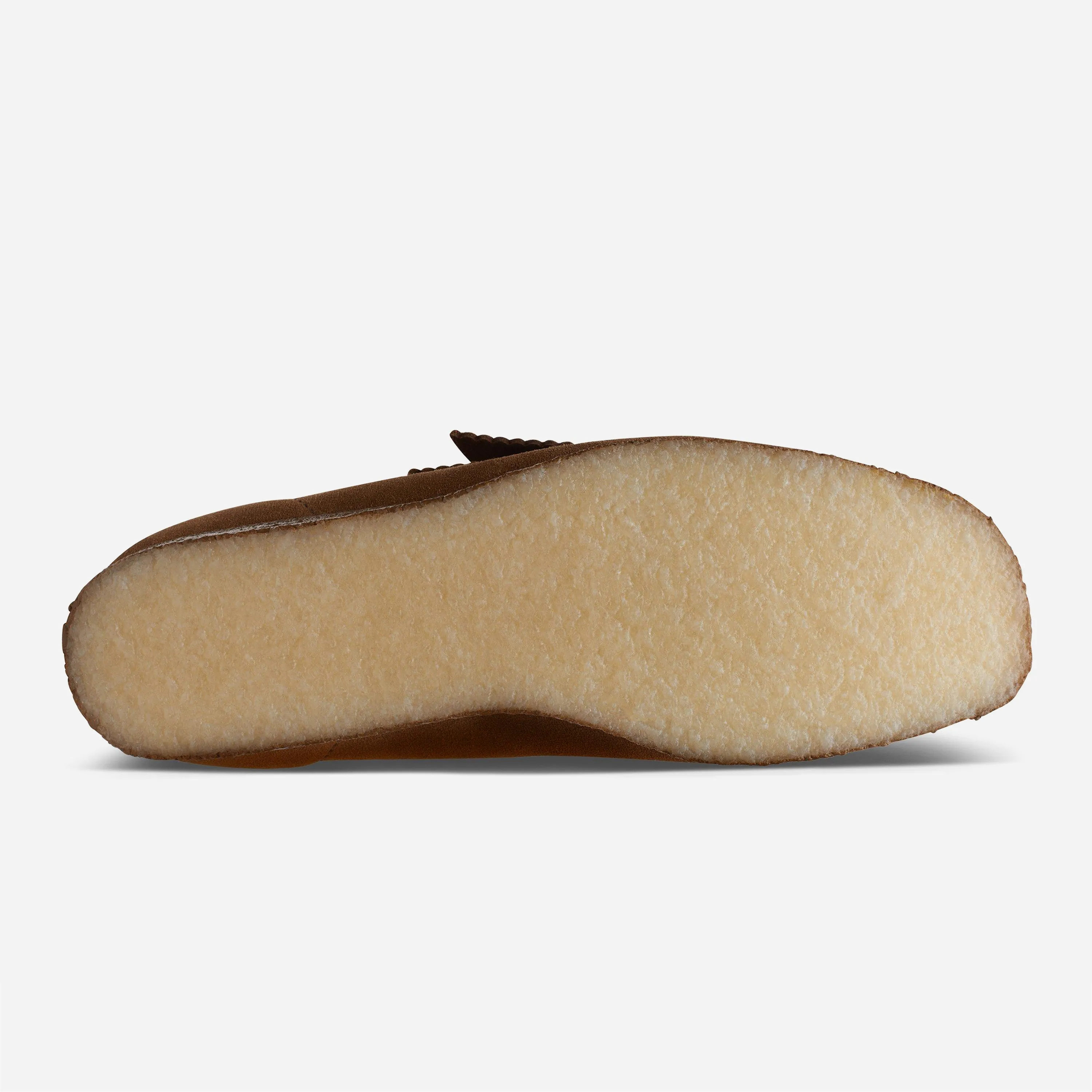 Characteristic texture of the authentic natural rubber crepe outsole on the Clarks Wallabee.