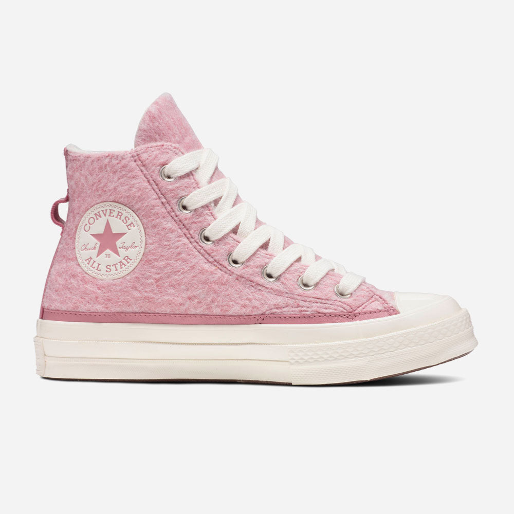 CONVERSE - CHUCK TAYLOR 70 HI FAUX MOHAIR -  EGRET-NIGHT FLAMINGO-EGRET