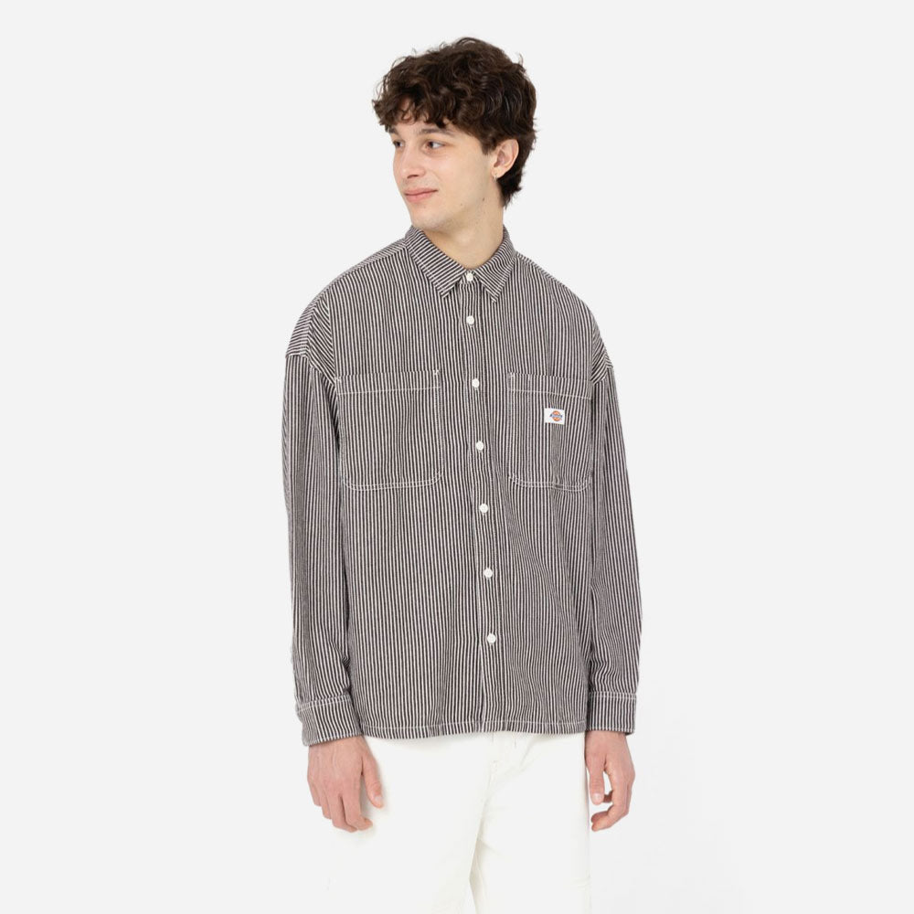 DICKIES - HICKORY LS SHIRT - Dark Brown Hickory