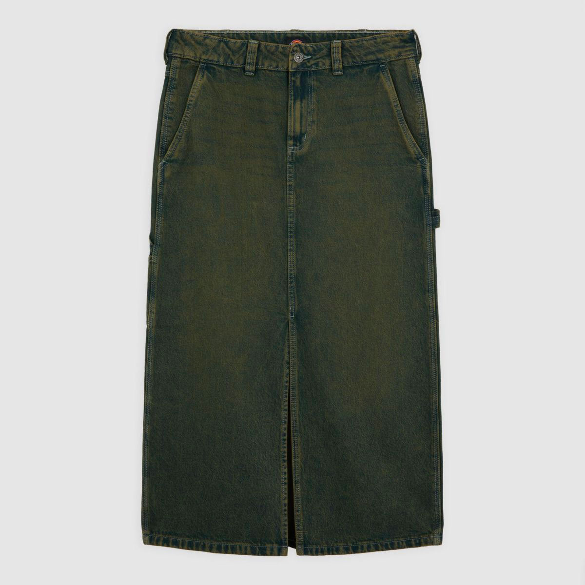 DICKIES - LONG DENIM CARPENTER SKIRT W - Green Tone Fade