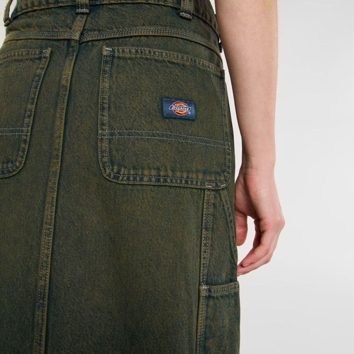 DICKIES - LONG DENIM CARPENTER SKIRT W - Green Tone Fade