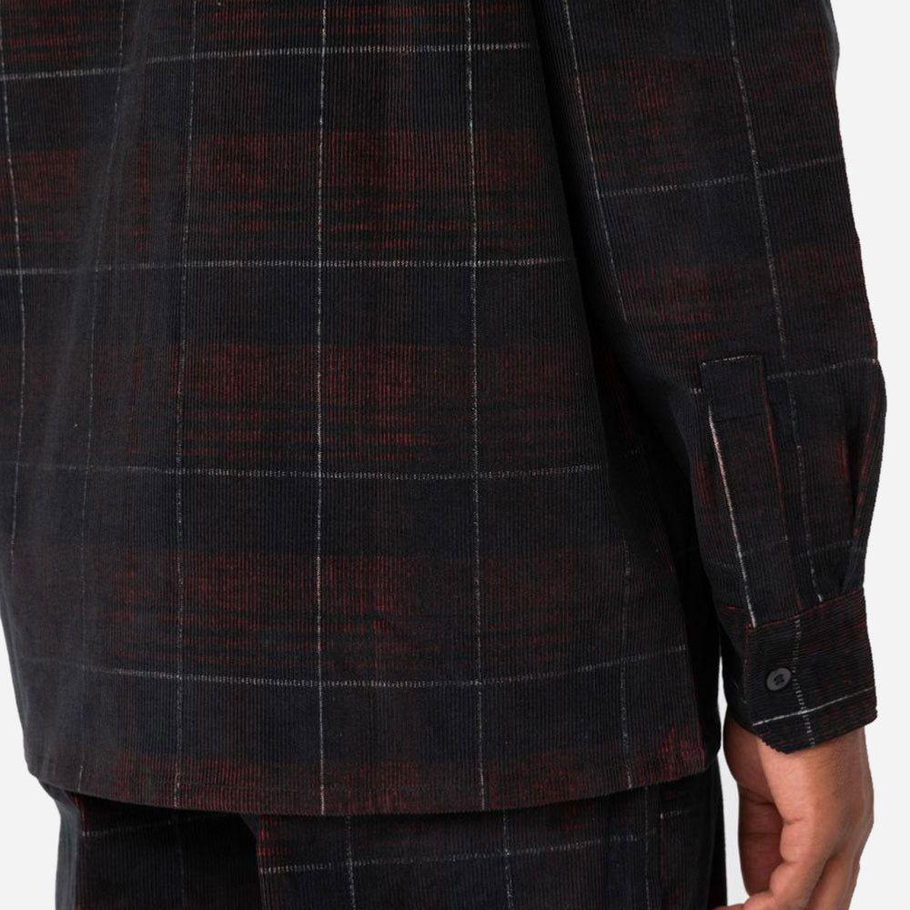 DICKIES - ALMA SHIRT CORD CHECK DARK - BLACK BROWN